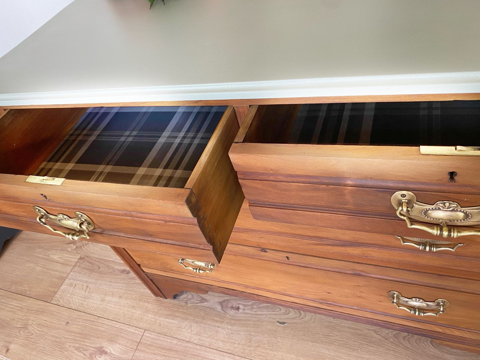 Chest Of Drawers, Satinwood Duck Egg Blue, 1950s Mid Century photo vintage