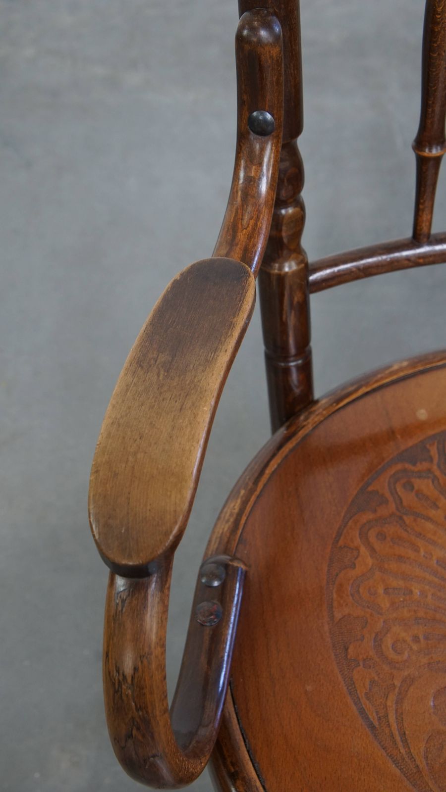 Beautiful Antique Wooden Design Chair By Mundus For Thonet With Armrests With Beautiful Carvings photo buy
