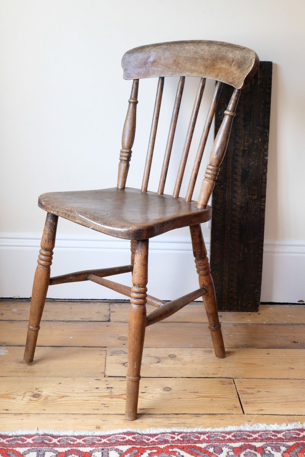 Furniture Painted Ash And Elm Windsor Spindle Back Chair Circa 1890s photo