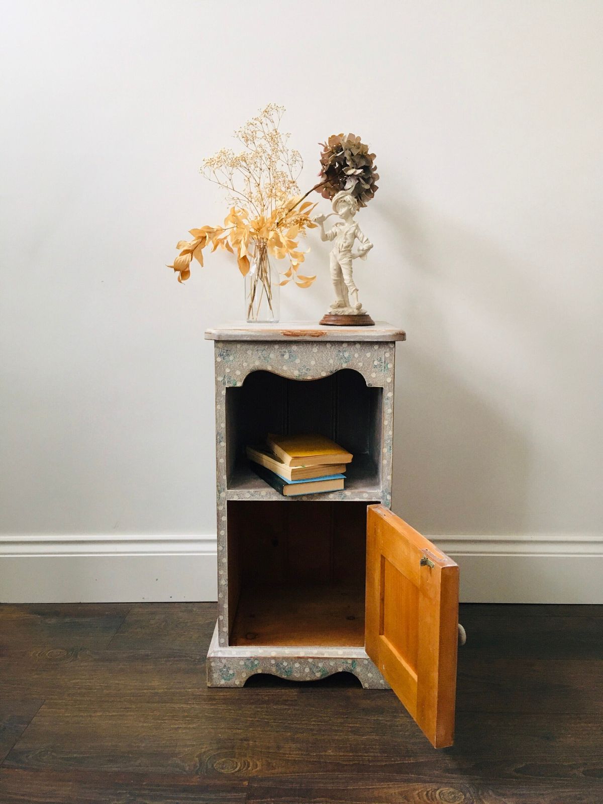 Sweet Hand Painted Provincial Style Bedside Table. Bathroom Cupboard. Folk Art Furniture Style. photo Furniture