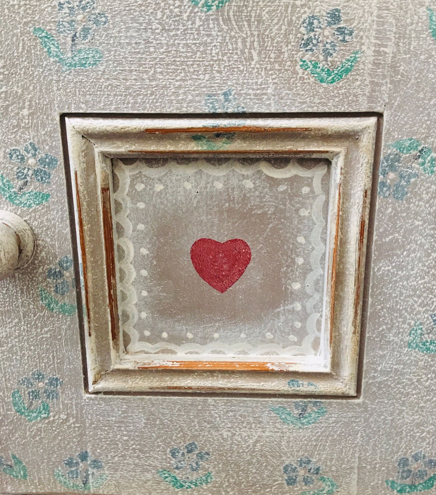 photo for sale Sweet Hand Painted Provincial Style Bedside Table. Bathroom Cupboard. Folk Art Furniture Style.