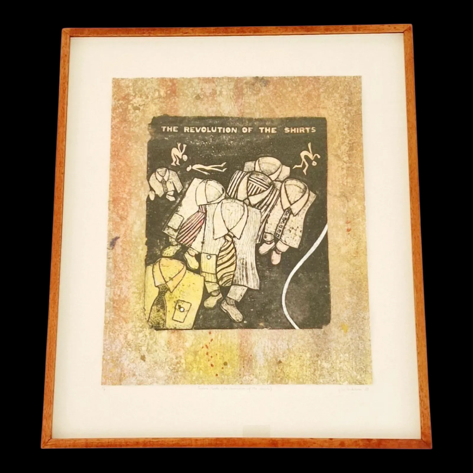 Rare Artist's Proof, Jim W Anderson Re, "Faceless Horde (The Revolution Of The Shirts)", Collagraph On Handmade Paper, Framed,1989