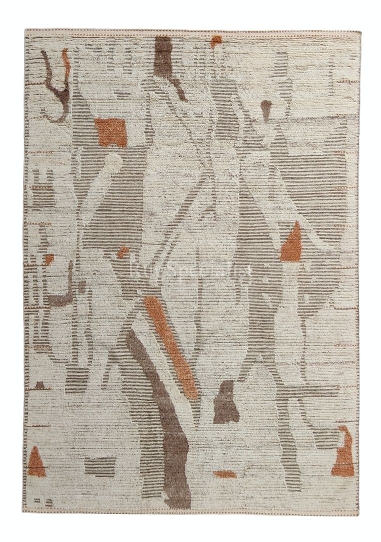 275x365 Cm Vintage Hand Knotted Moroccan Design Rug, 100% Natural Wool
