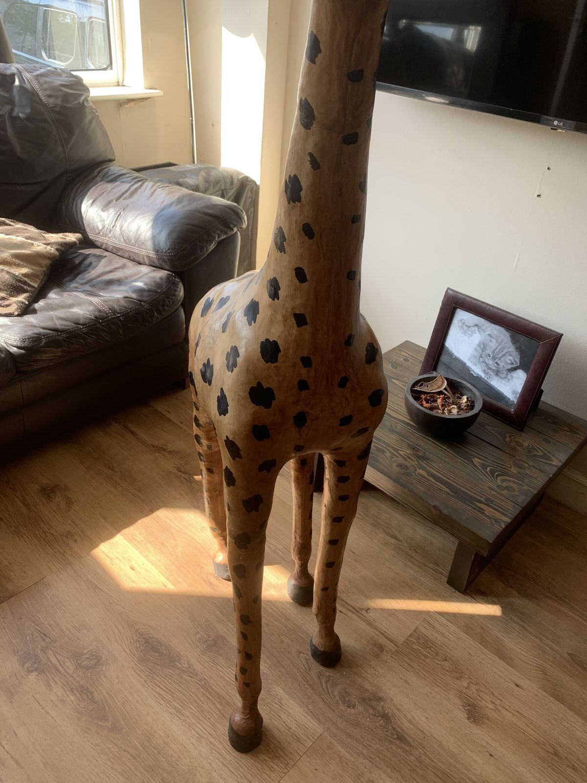 Rare Huge Vintage 1950’s Leather Decorative Giraffe 20th Century 1950’s