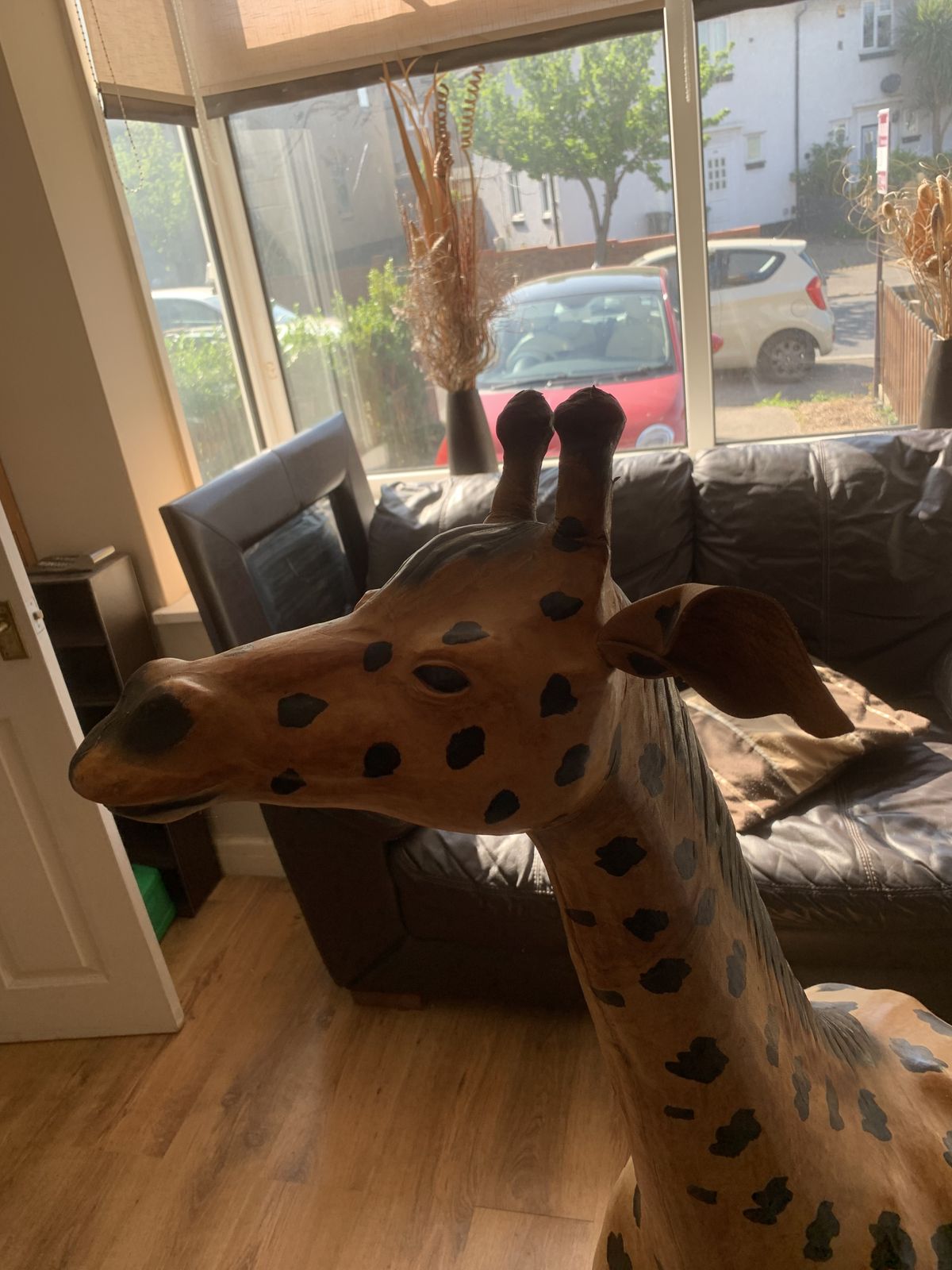 Rare Huge Vintage 1950’s Leather Decorative Giraffe 20th Century 1950’s photo furniture