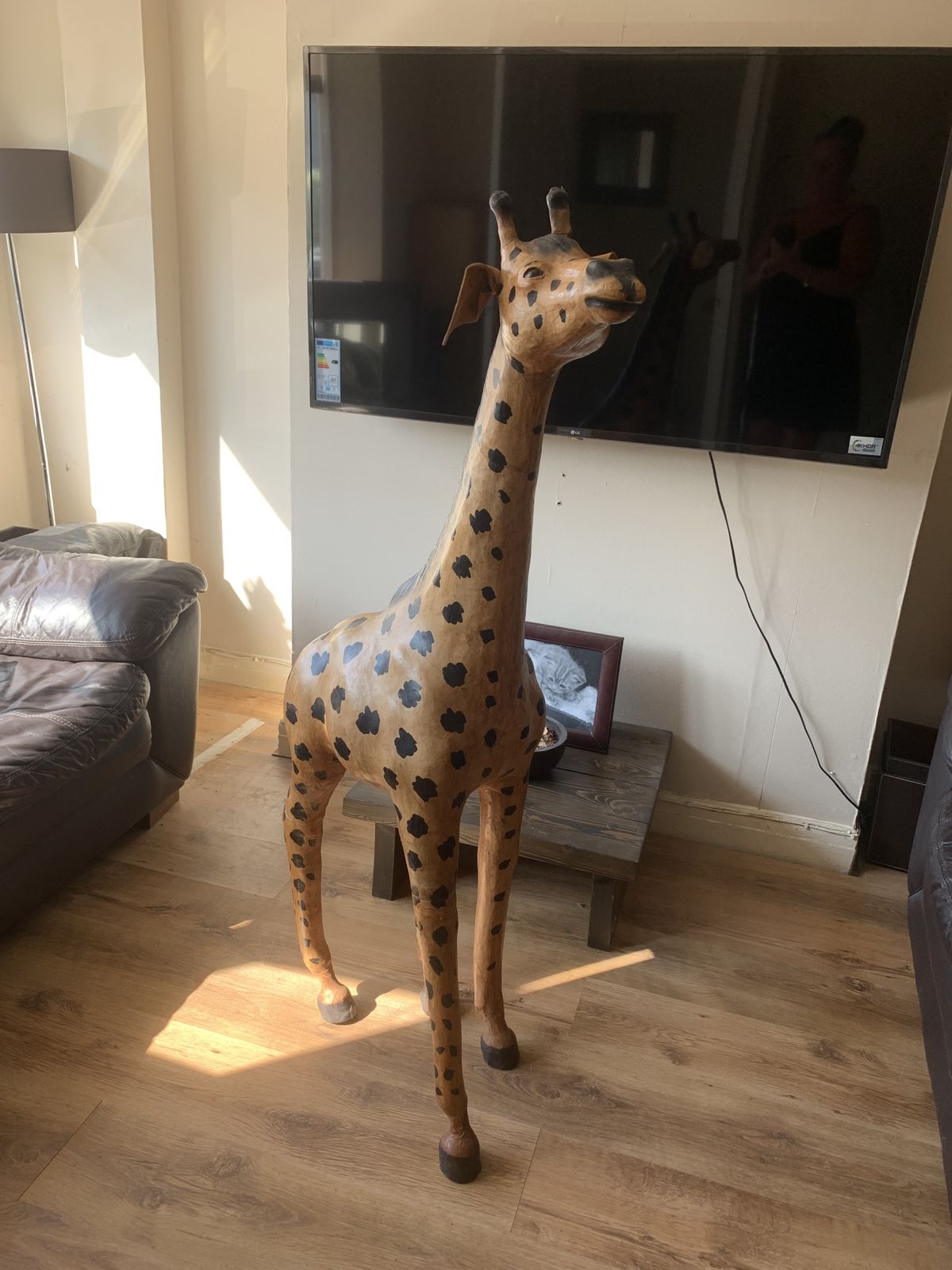 photo furniture Rare Huge Vintage 1950’s Leather Decorative Giraffe 20th Century 1950’s
