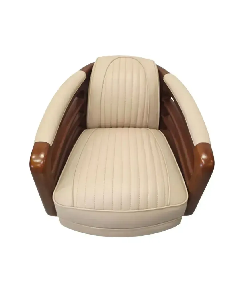 A Stunning Handmade Leather Walnut And Chrome Revolving Armchair photo vinterior
