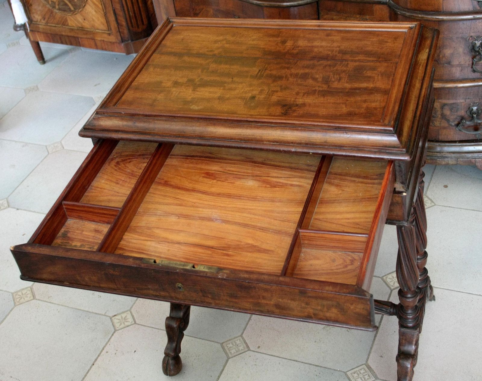 Classic French Decor Mahogany Vintage Sewing Desk, Mid 19th Century Vintage Entryway Hallway Cupboard, Elegant Period Decor photo buy