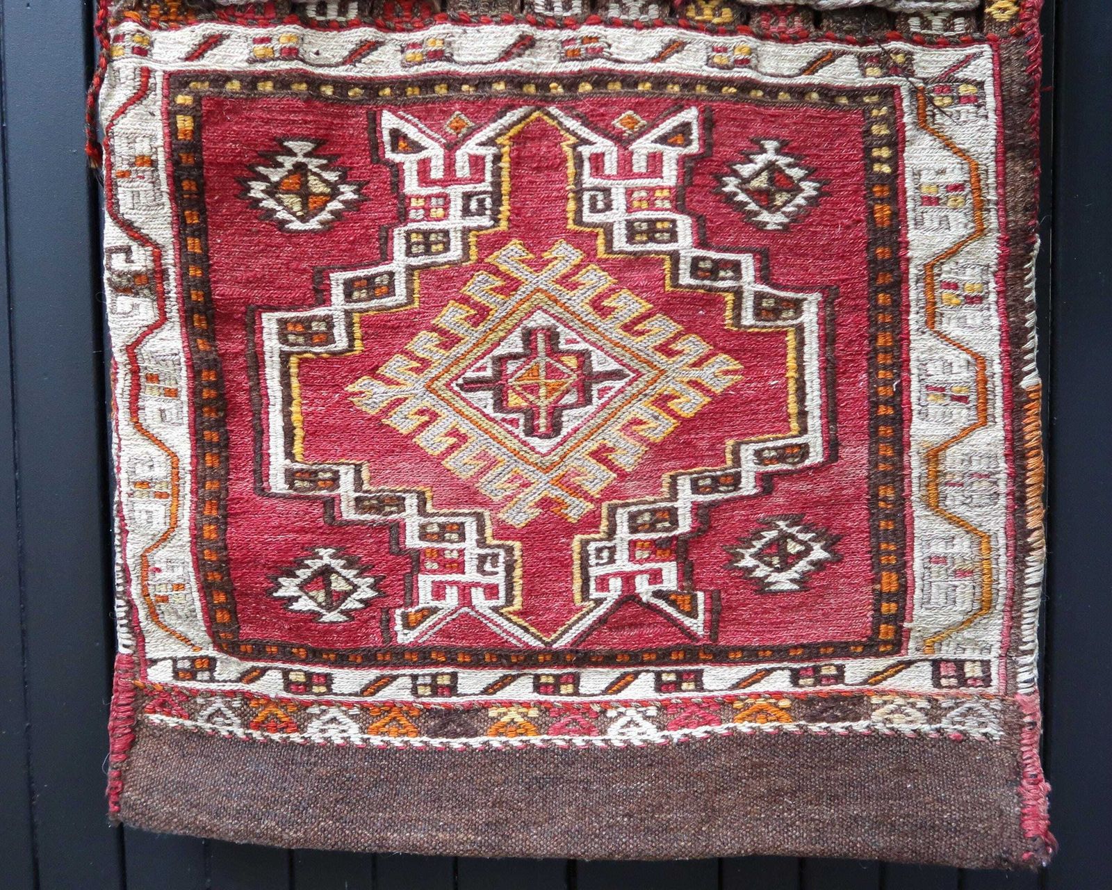 Folk Wall Wool Tapestry From Anatolia Turkiye, 1970s / Primitive, Saddle, Kilim, photo 389.0