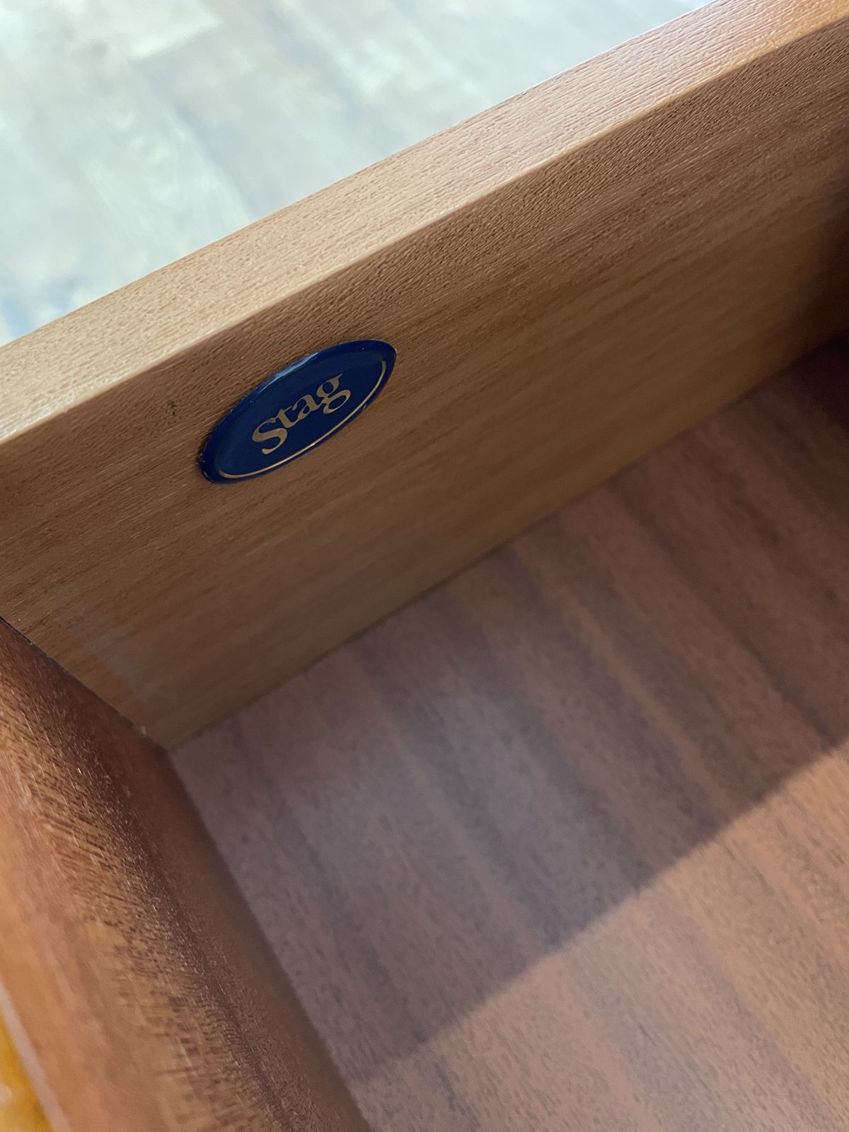Furniture Mid Century Stag Bedside Cabinet In Teak Veneer, 1960s photo