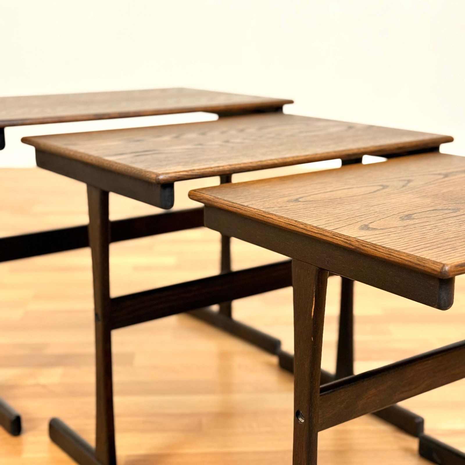 photo for sale Danish Set Of Nest Of Tables In Stained Oak