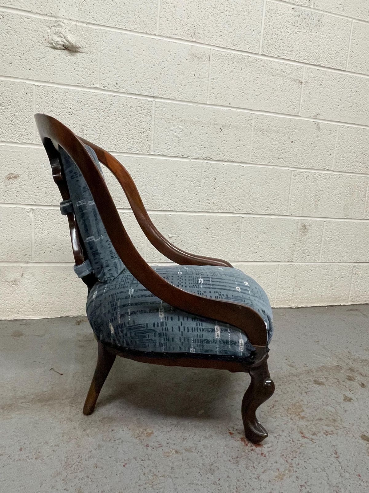 Victorian Mahogany Upholstered Low Nursing Chair photo Furniture