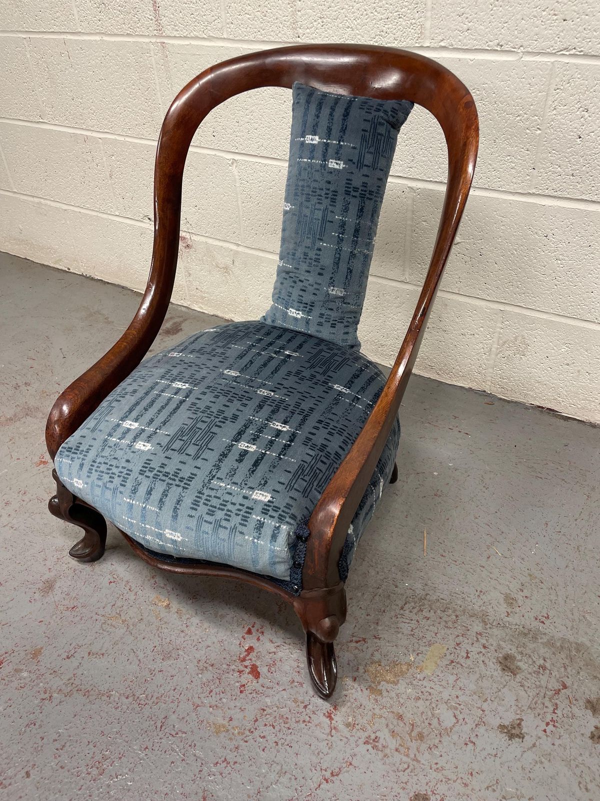 Victorian Mahogany Upholstered Low Nursing Chair photo vinterior