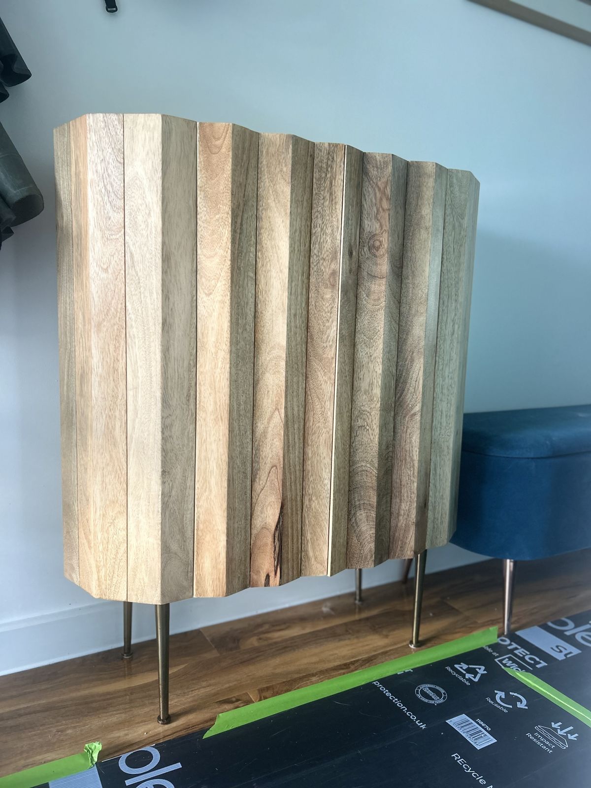 Swoon Kiln Cabinet In Light Mango Wood With Plated Brass photo for sale