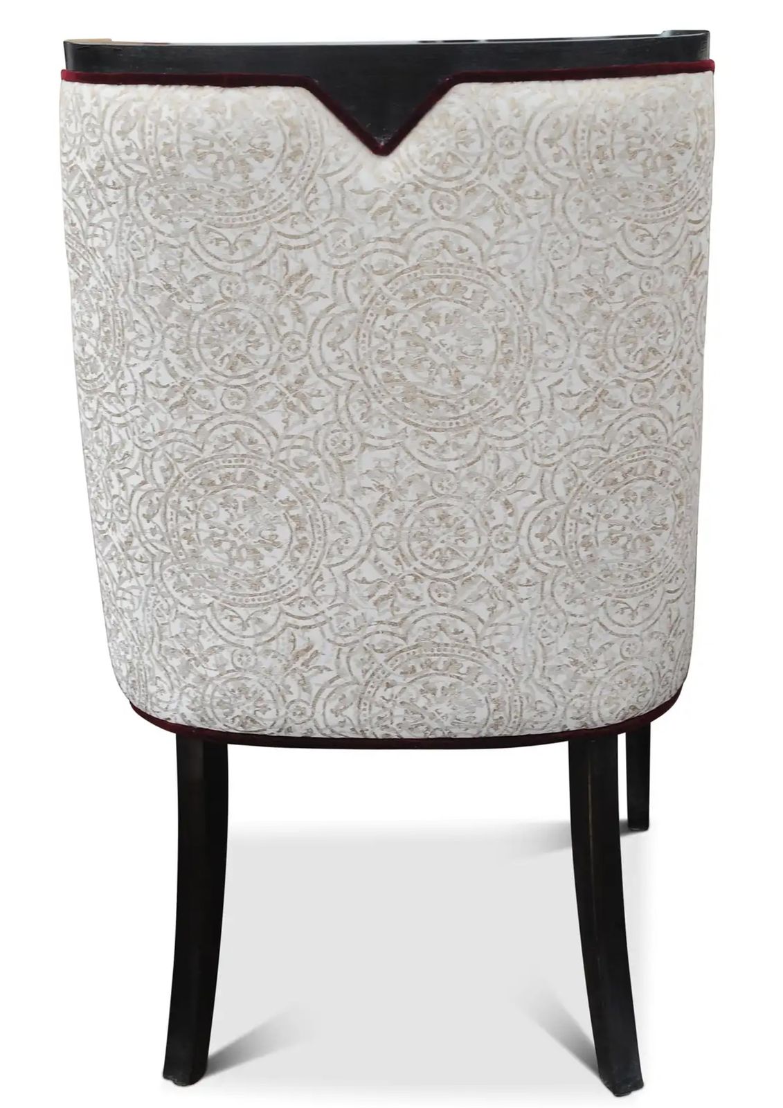 Empire Revival Gondola Dining Chair Finished With An Ebonised Frame, Grey Damask Upholstery & Red Velour Piping Seven Chairs In Stock photo buy