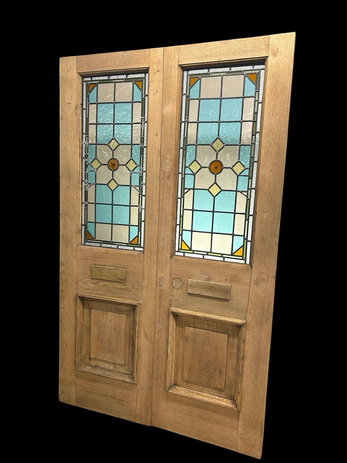 Victorian Stained Glass French Front Doors Reclaimed Period Old Antique Lead photo for sale