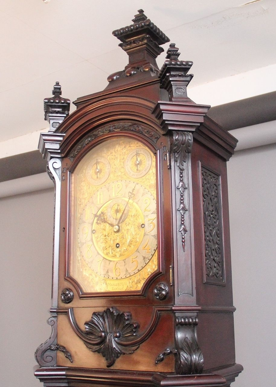 Early 20th Century Carved Mahogany Long Case Clock By Maples & Co Of London photo for sale