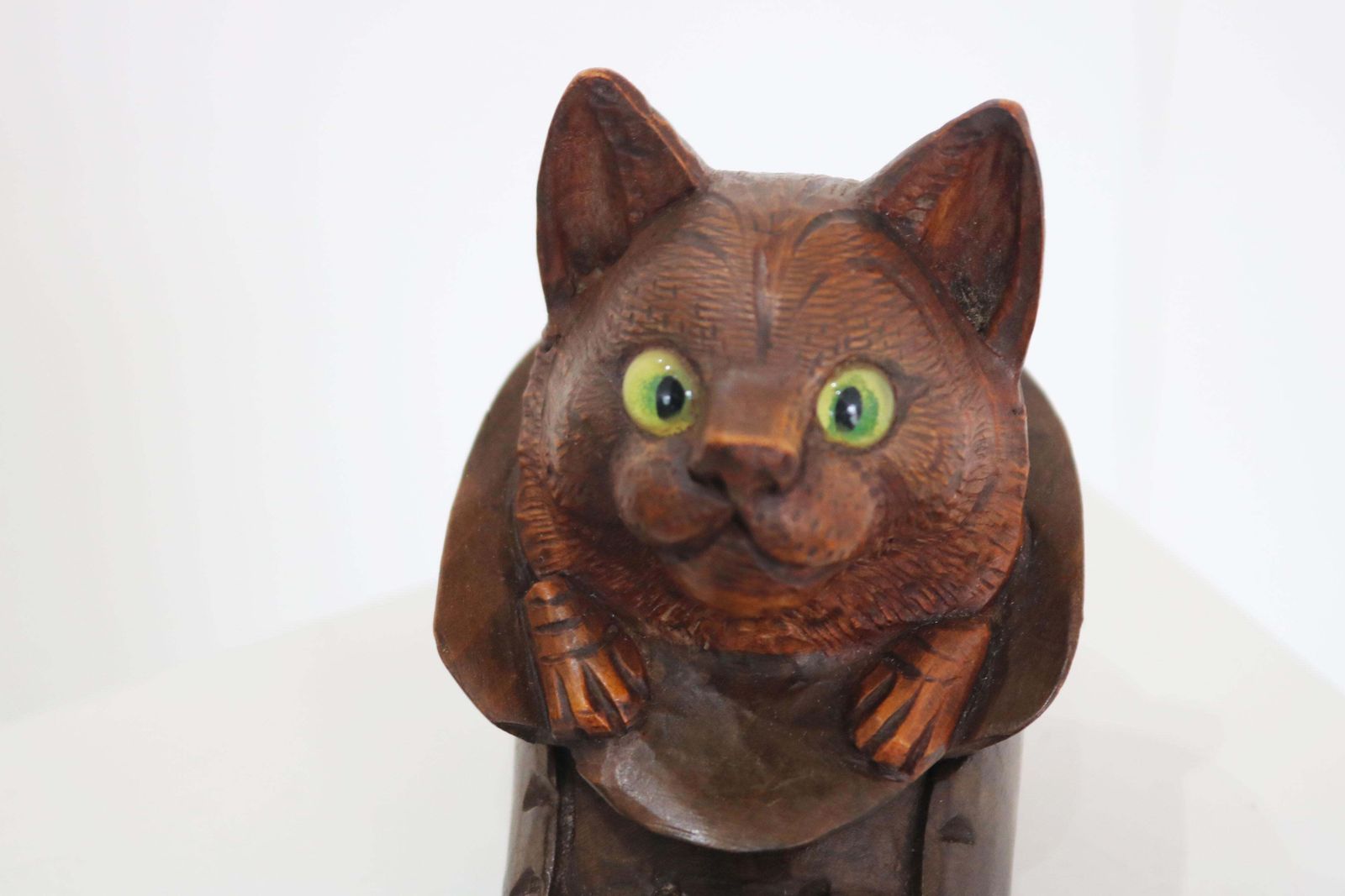 Black Forest Inkwell Cat In Boot Swiss Antique 19th Century Hand Carved Glass photo for sale