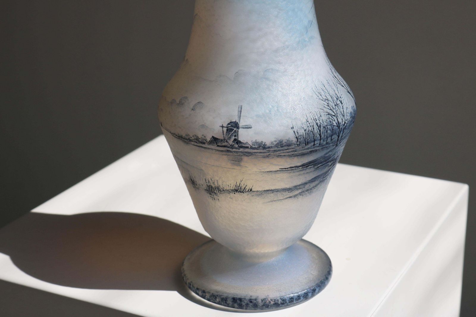 Rare Daum Nancy “Dutch Scene” Vase 1896 France Opalescent Enameled Acid Etched photo furniture