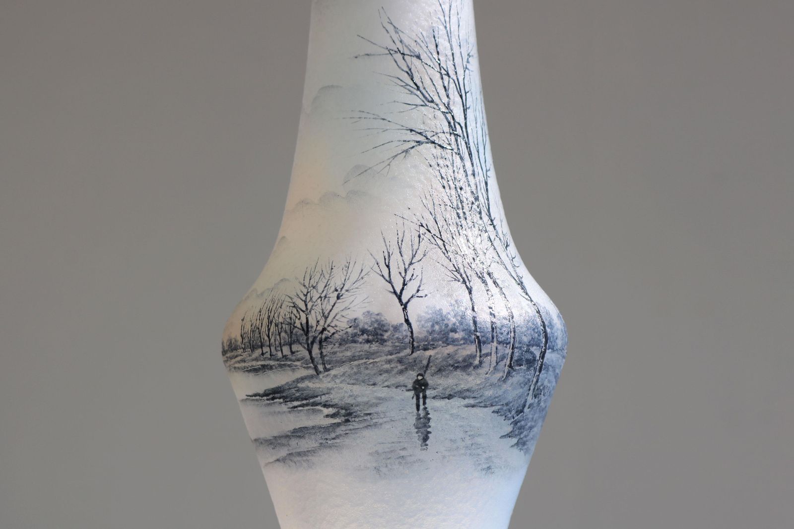 Rare Daum Nancy “Dutch Scene” Vase 1896 France Opalescent Enameled Acid Etched photo vintage
