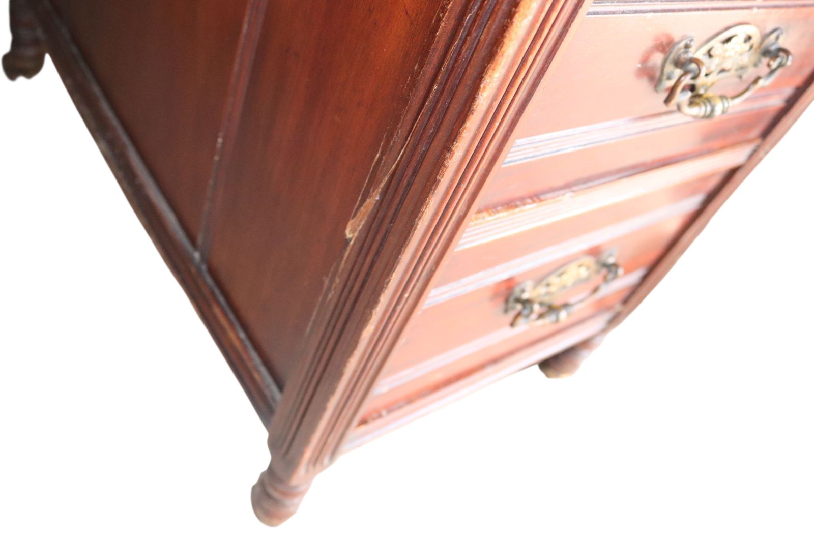 Antique Edwardian Mahogany Leather Top Knee Hole Writing Desk photo 325.0
