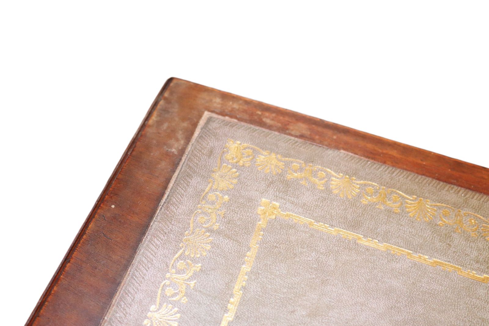 photo for sale Antique Edwardian Mahogany Leather Top Knee Hole Writing Desk
