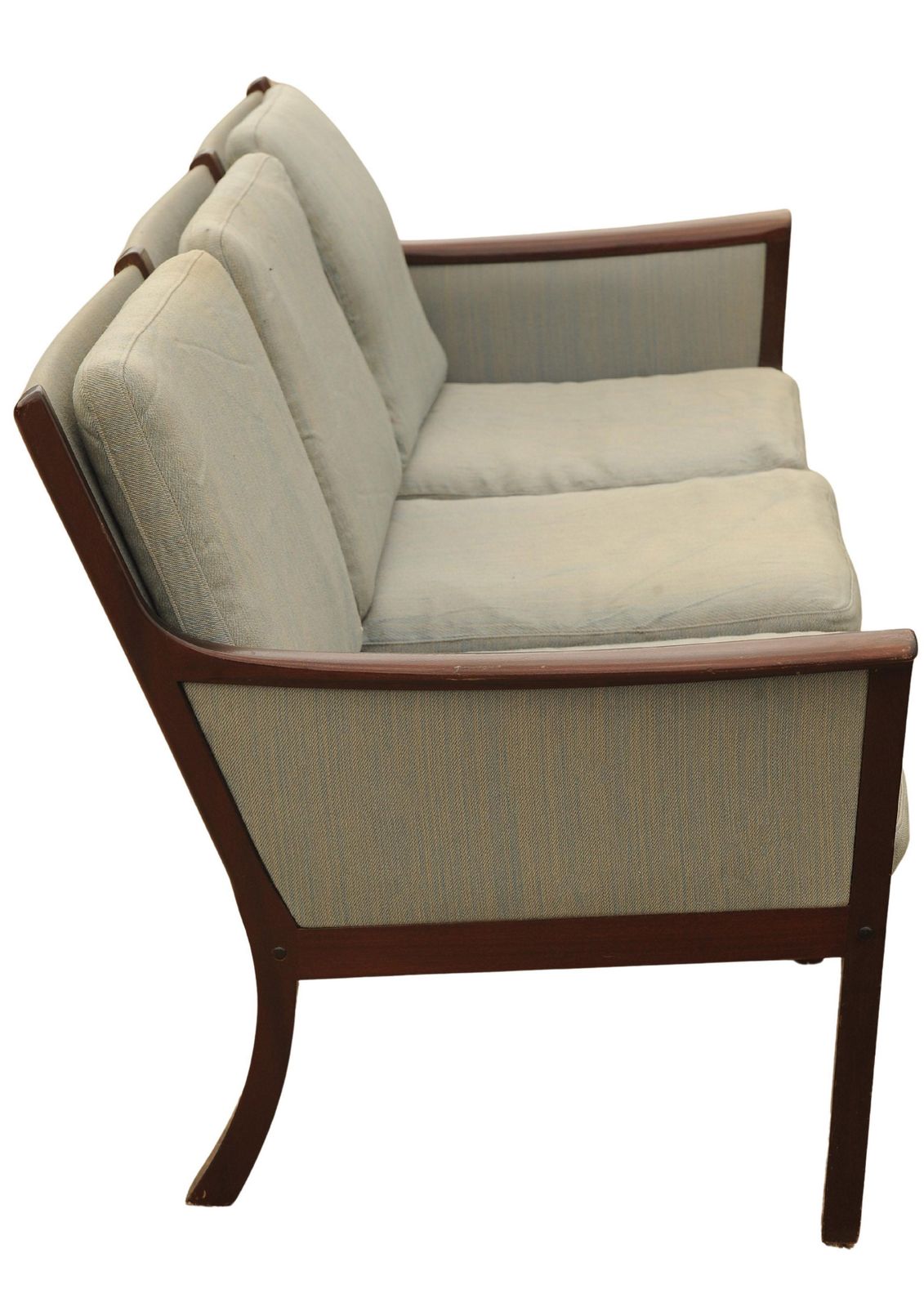 photo for sale Ole Wanscher Mid Century Three Seat Mahogany Frame Sofa In Original Upholstery By Poul Jeppesens, Made In Denmark