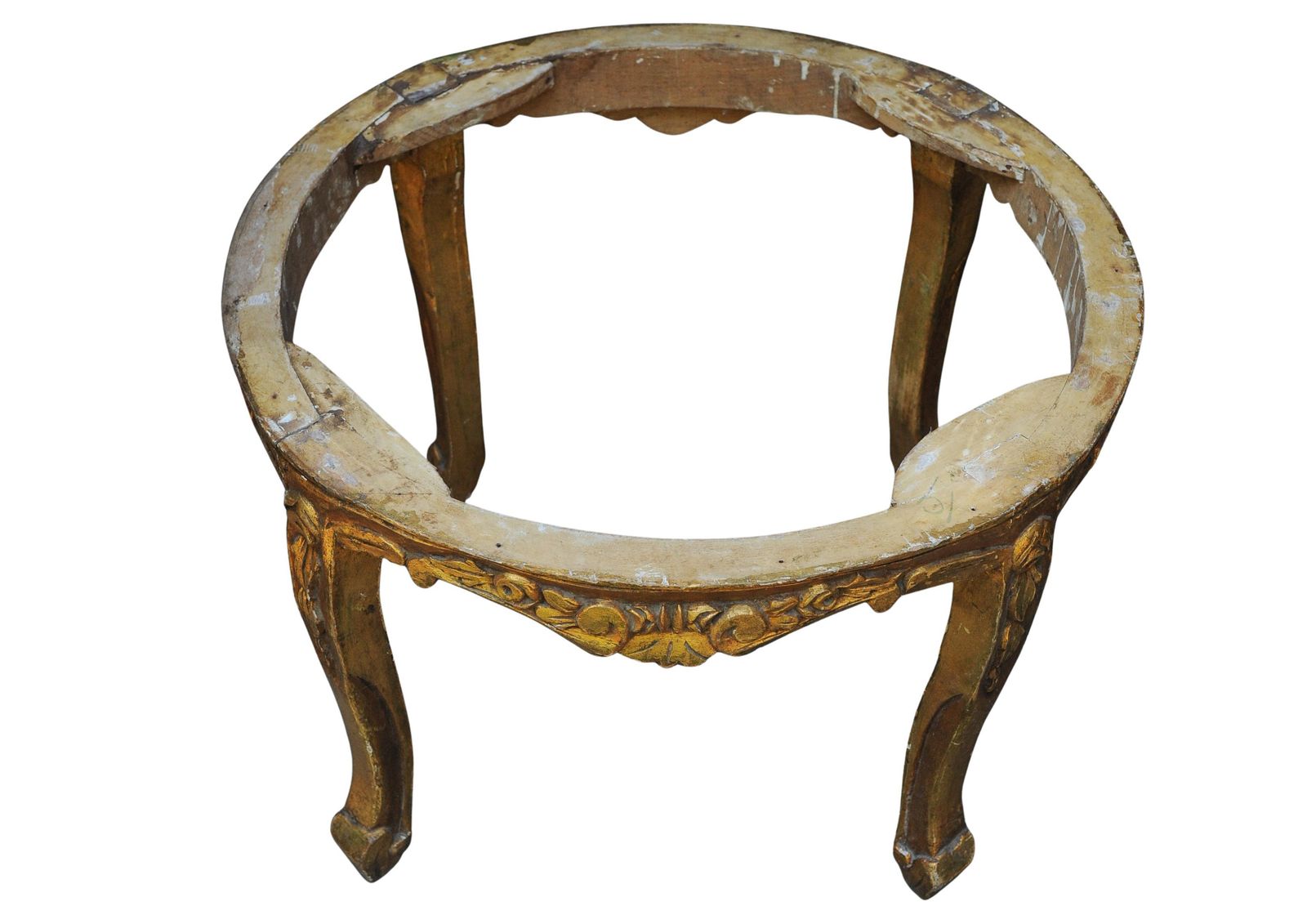 photo furniture French 19th Century Giltwood & Veined Marble Topped Circular Salon Table In The Baroque Revival Style