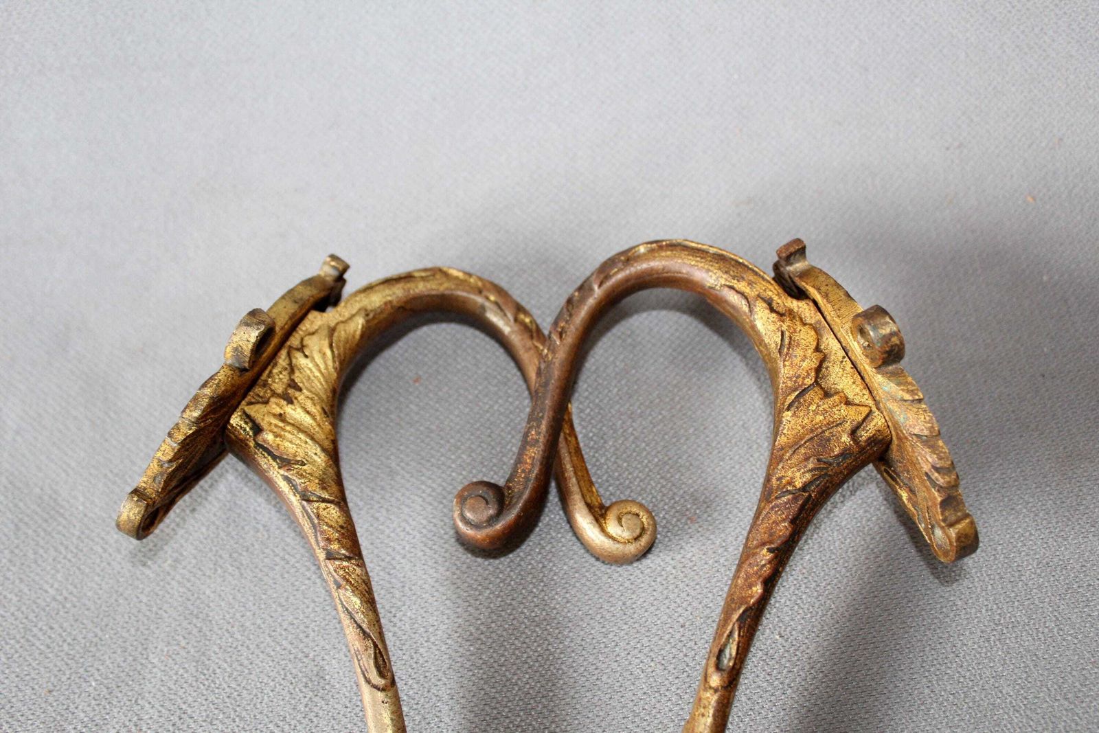 Set Of 2 Large French Antique Bronze Hook, Coat Hook, Clothes Hook, Cast Bronze, Entrance, Pair, Gilt Chateau, Regency Floral Decor photo vintage