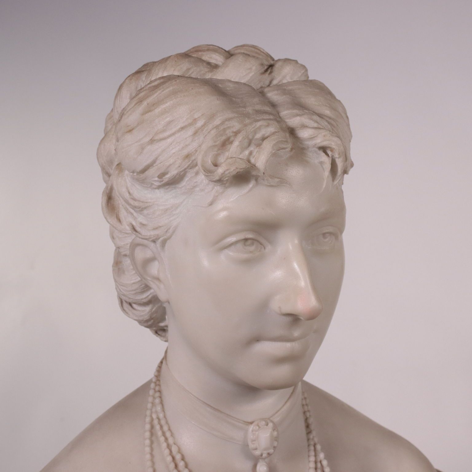 Bust Of A Woman White Carrara Marble Italy Second Half 19th Century photo for sale