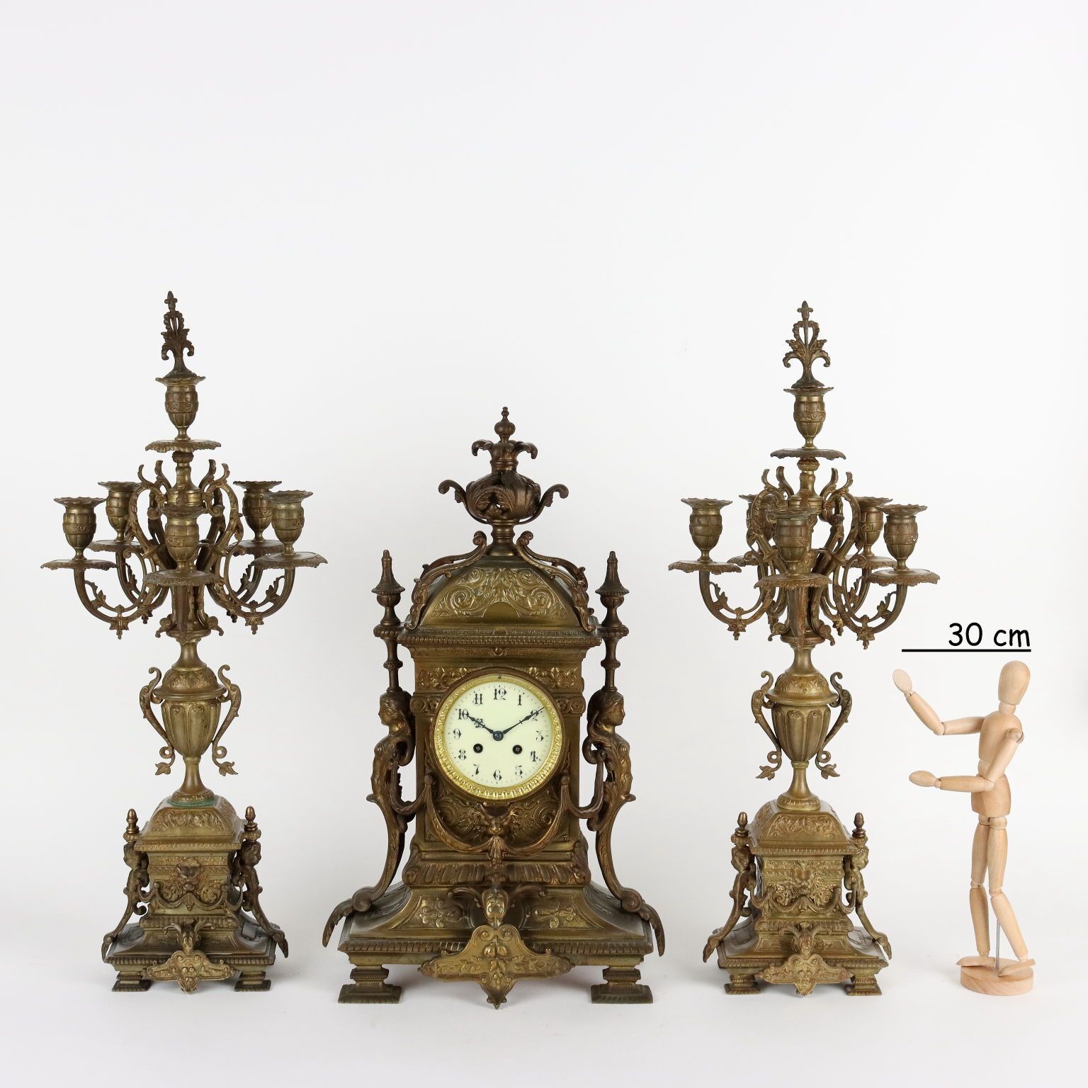 Triptych Clock Bronze France XIX Century photo furniture