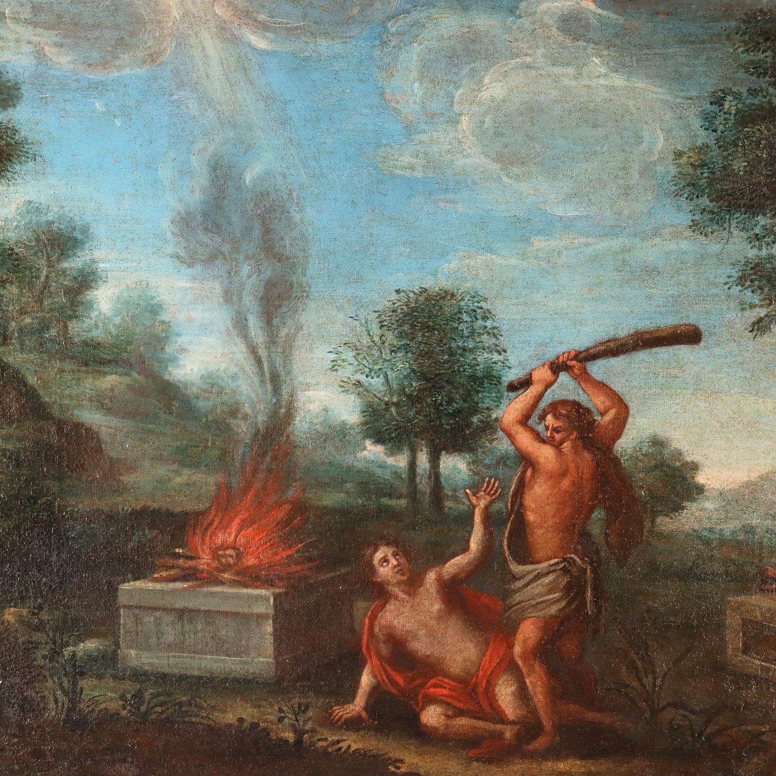 Cain And Abel Antique Painting Northern Europe XVII XVIII Century photo for sale