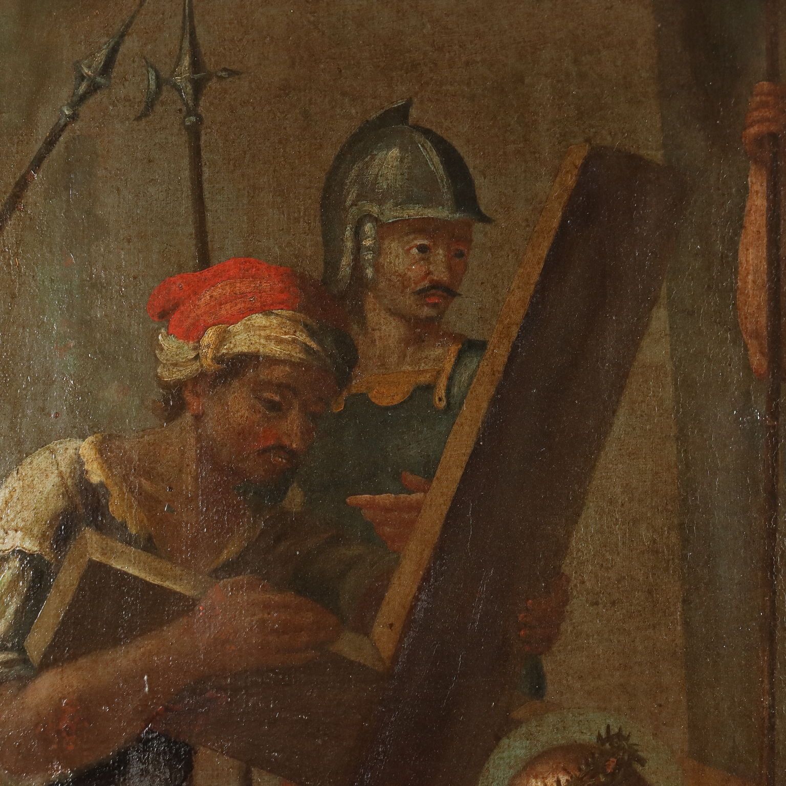 The Way Of The Cross Antique Painting Oil On Canvas XVII XVIII Century photo vinterior