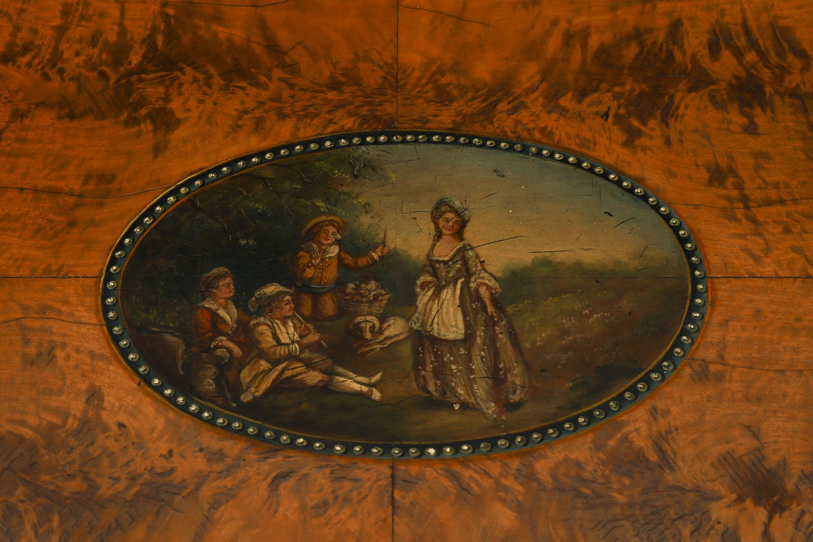 Antique George III Satin Wood Painted Demi Lune Console 18th C photo vinterior