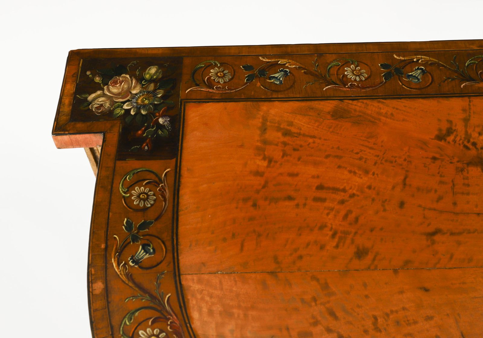Antique George III Satin Wood Painted Demi Lune Console 18th C photo vintage