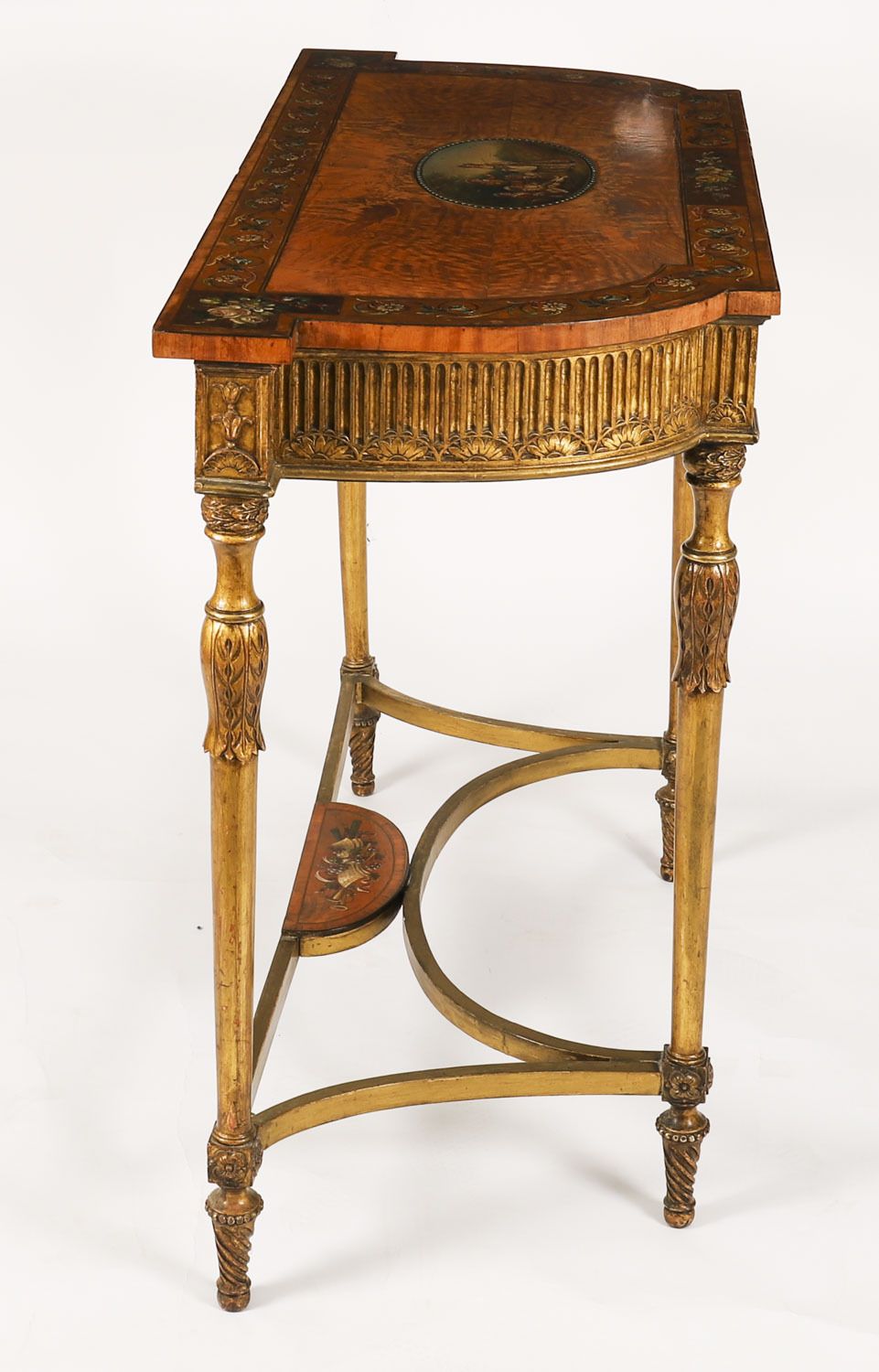 photo for sale Antique George III Satin Wood Painted Demi Lune Console 18th C