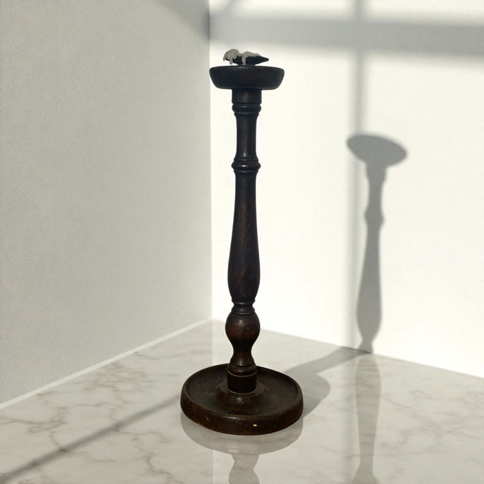 Antique Turned Wooden Candle Holder Circa 1800's photo buy