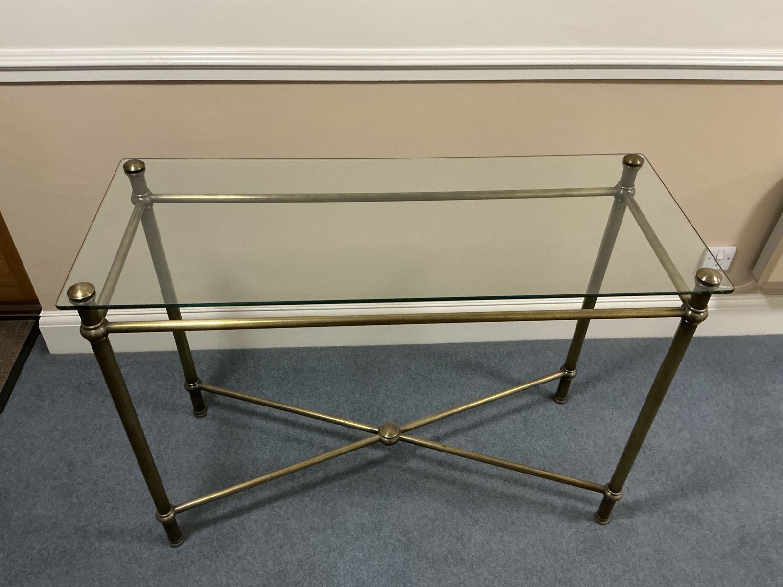 Stylish Metal Glass Top Console photo furniture