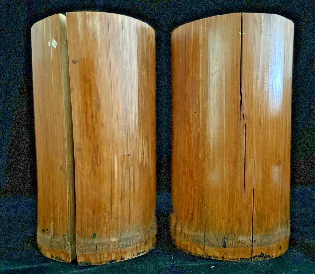 A Pair Large  Antique Carved Bamboo Chinese Brush Pots photo vinterior