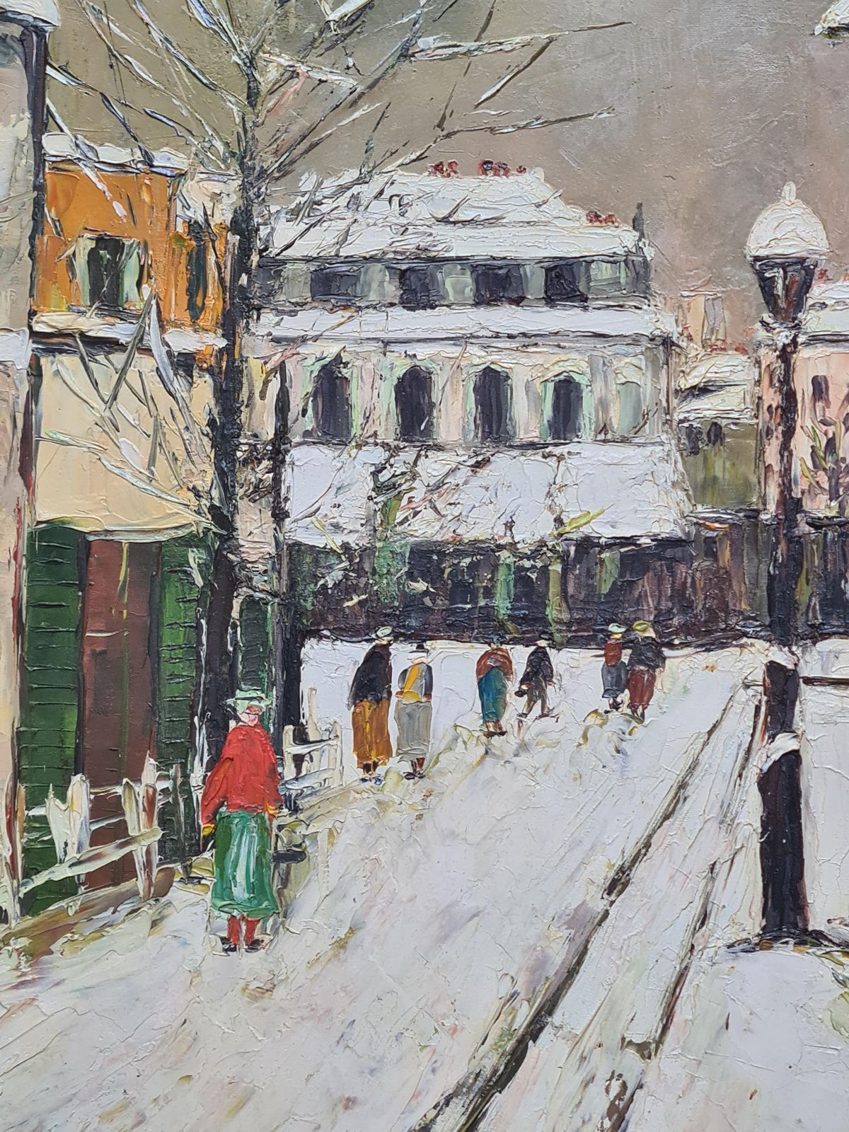 Paris, Montmartre In The Snow, Cabaret Au Lapin Agile After Maurice Utrillo From 1970 By Jean Mesturini photo for sale