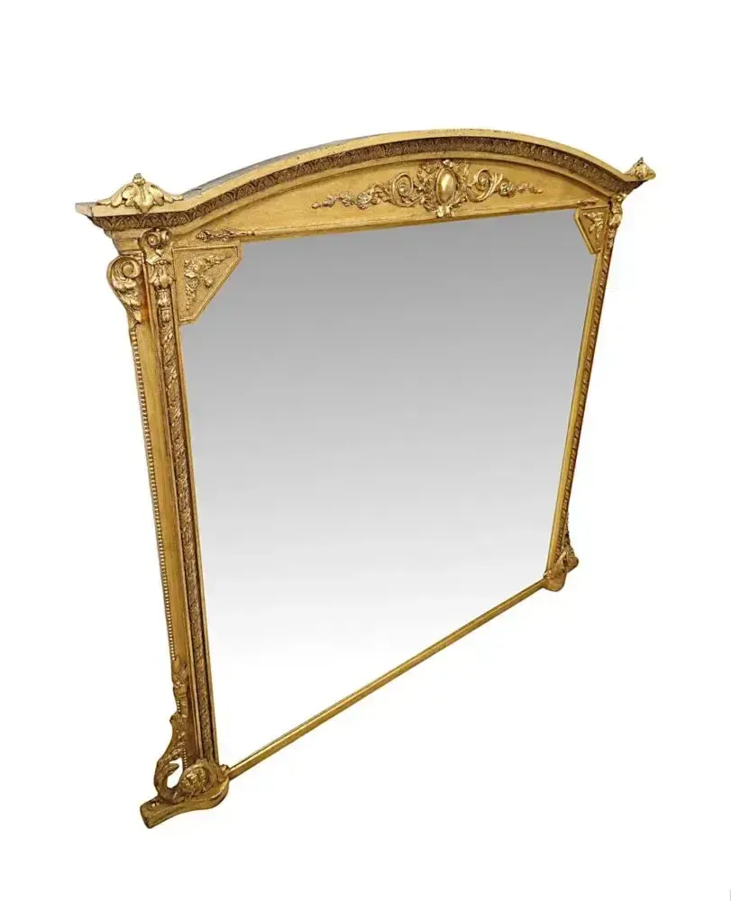 A Fabulous Large 19th Century Giltwood Overmantel Mirror With Original Back And Glass photo furniture