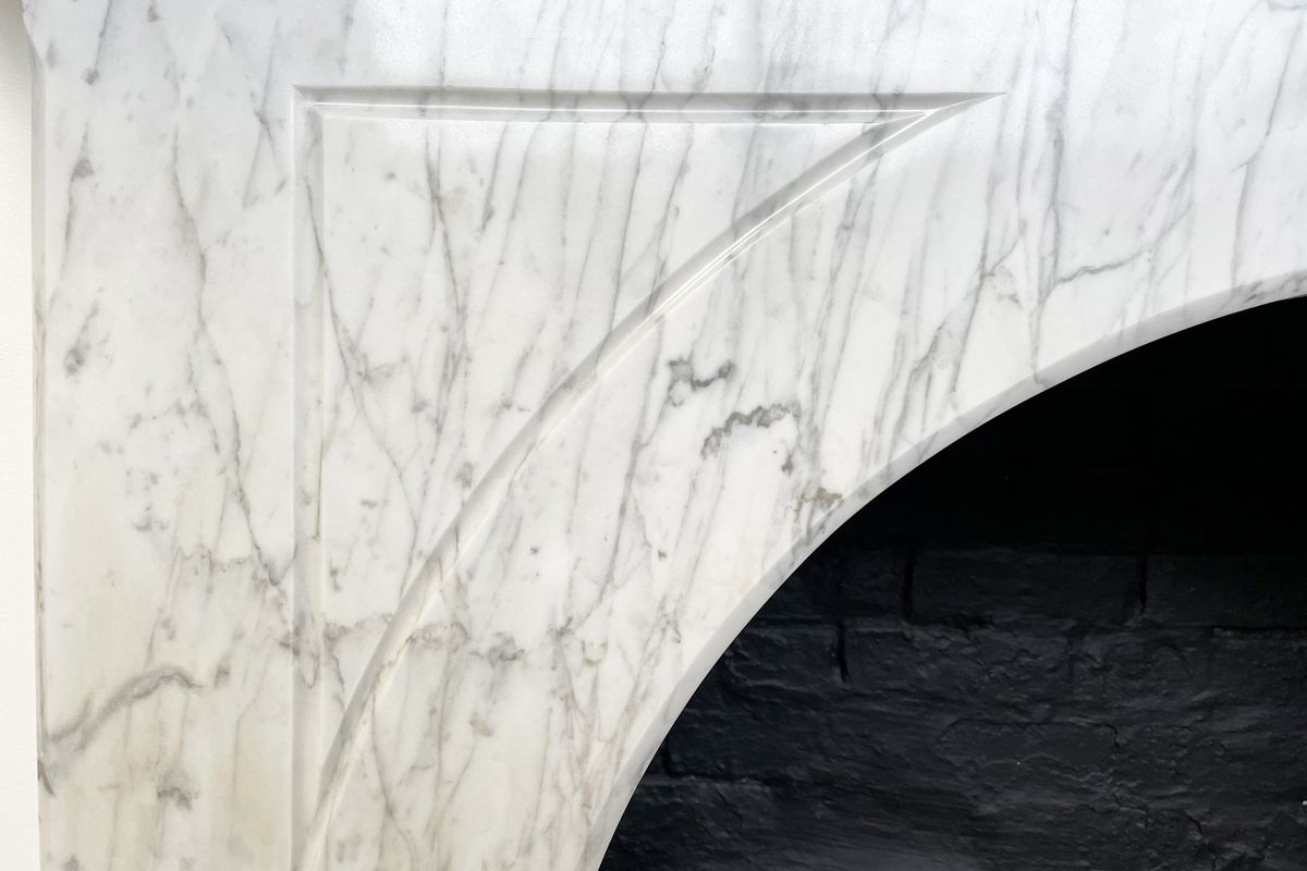 Reclaimed Arched Victorian Carrara Marble Fireplace Surround photo vintage