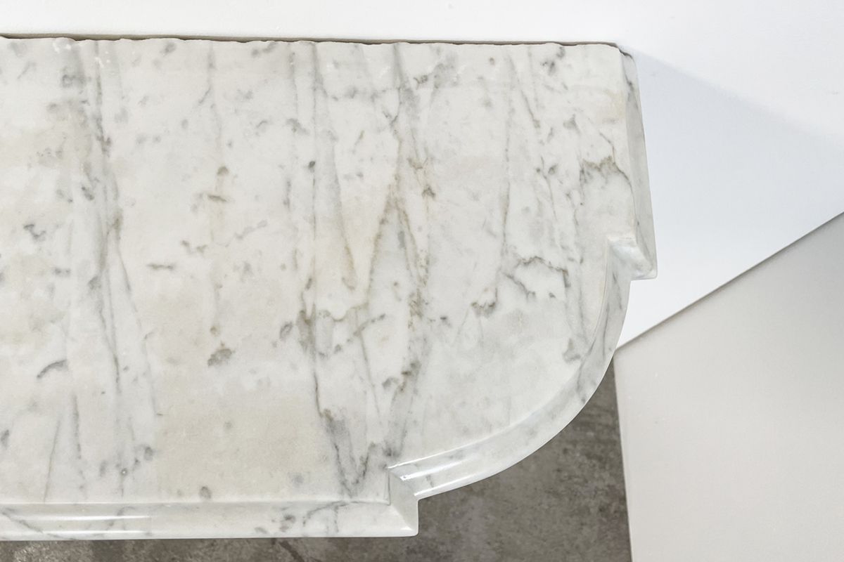 photo for sale Reclaimed Arched Victorian Carrara Marble Fireplace Surround