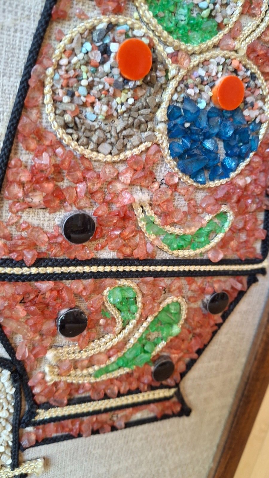 Fab Vintage 1960s Mid Century Kitsch Coffee Pot Mosaic Gravel Art Wall Hanging photo buy