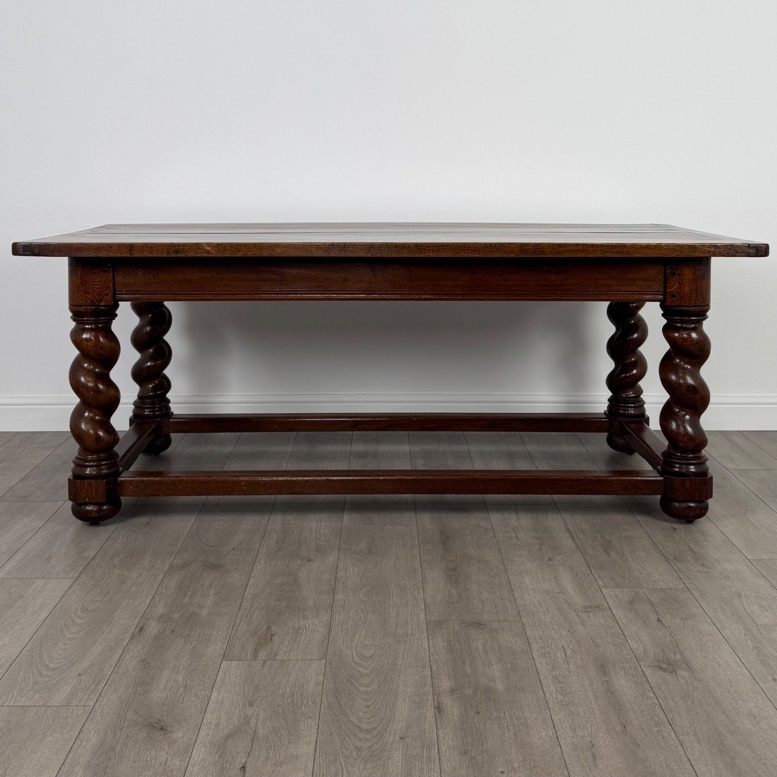 Antique 19th Century Barley Twist Dining Table In Oak photo furniture