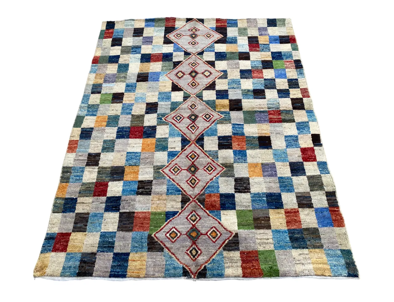 Moroccan Boho Berber Carpet Hand Knotted Multicolor Rug