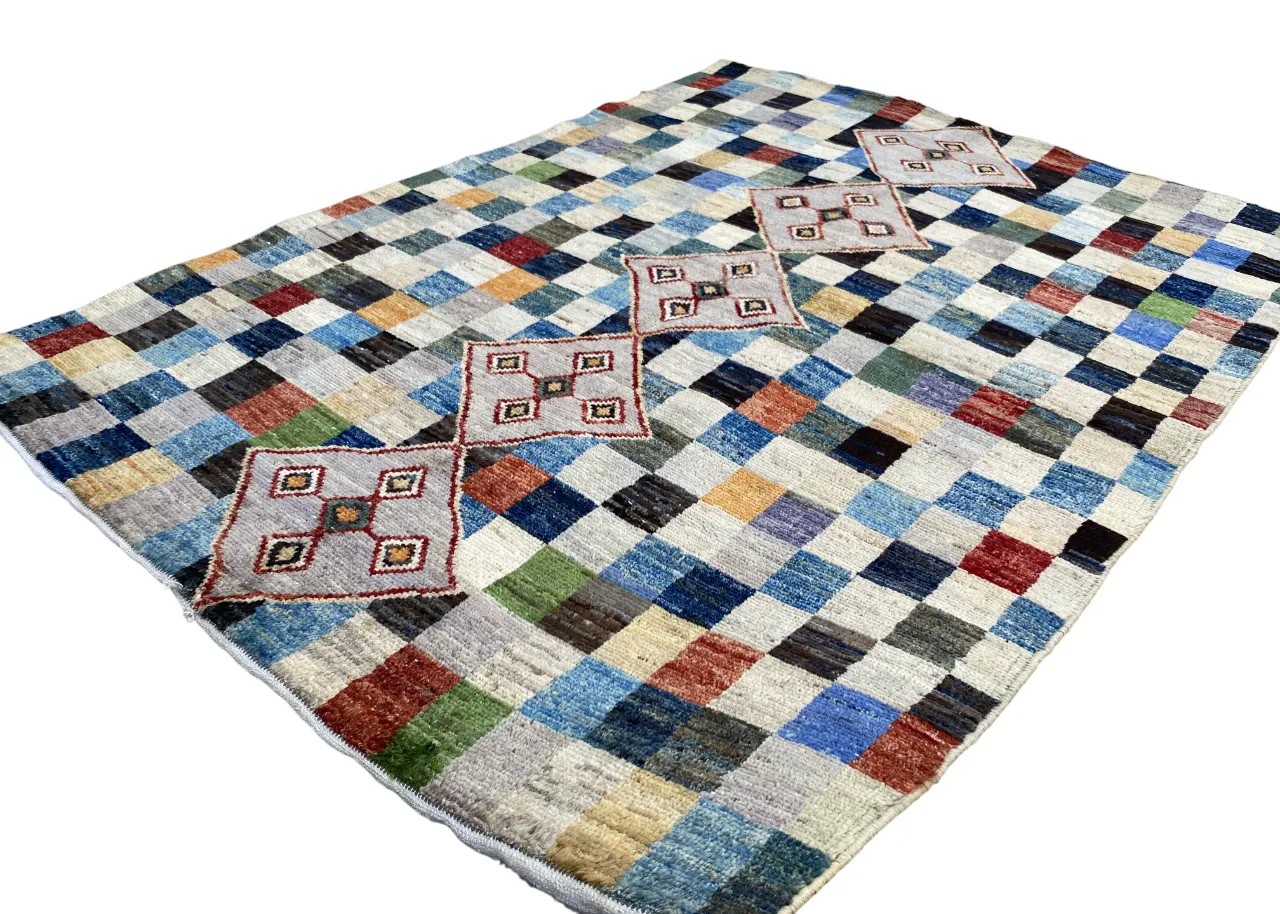 Moroccan Boho Berber Carpet Hand Knotted Multicolor Rug photo buy