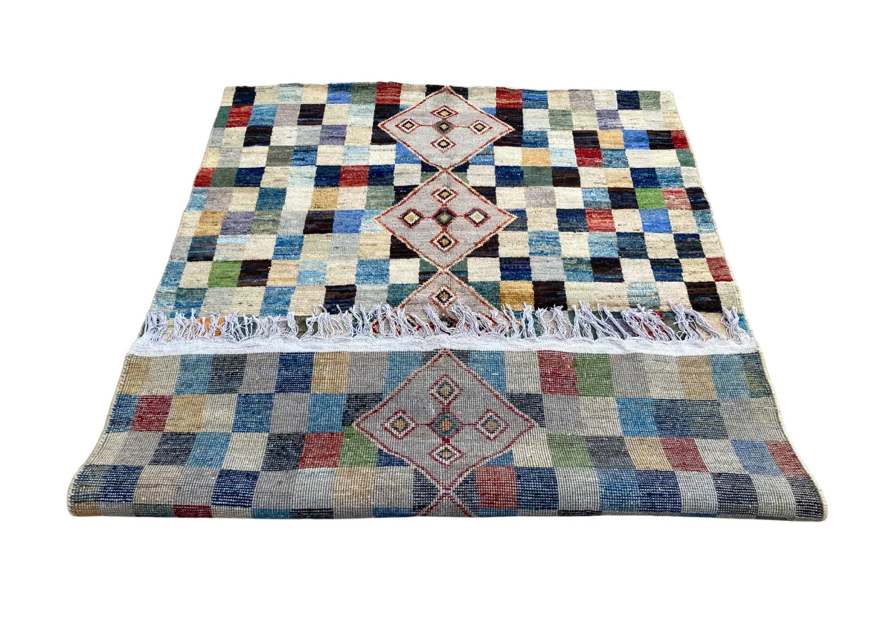 photo furniture Moroccan Boho Berber Carpet Hand Knotted Multicolor Rug