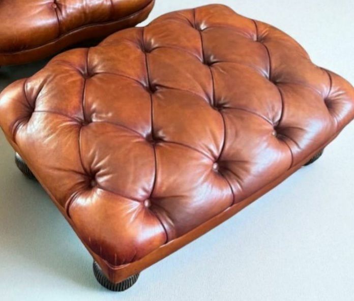 Tetrad Oskar Chesterfield Leather Large Footstool photo furniture