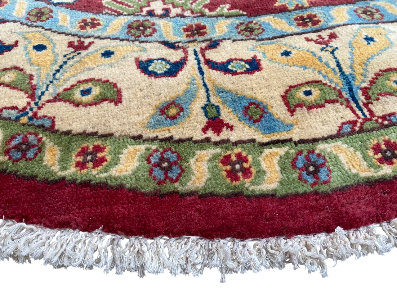 6x6 Red Geometric Kazak Caucasian Circle Round Rug photo 506.0